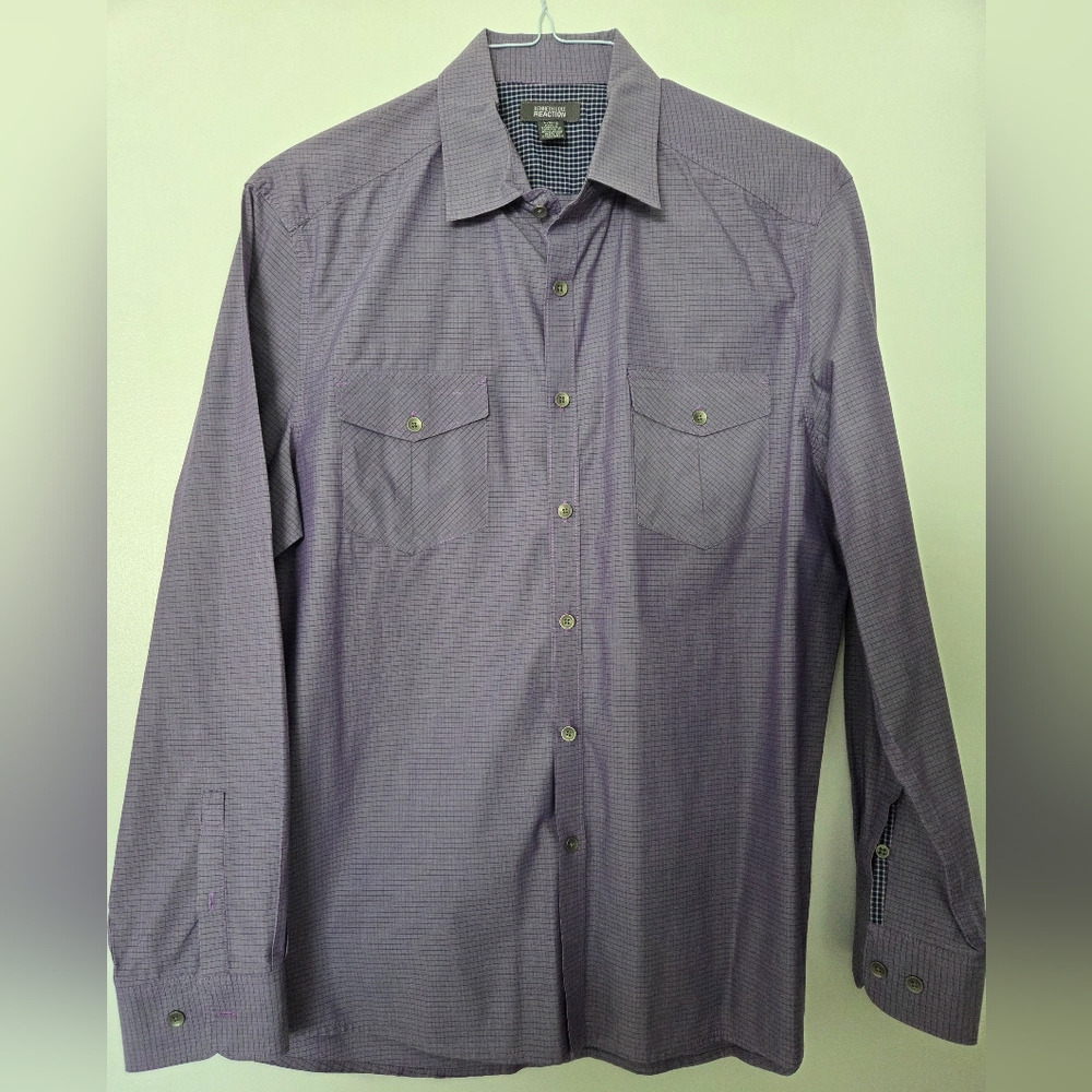 Kenneth Cole Reaction Lavender Checkered Button Down Shirt